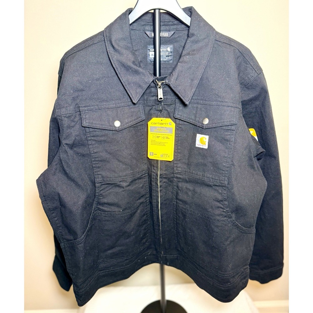 Carhartt Mens Rugged Flex Duck Berwick Jacket Black Relaxed Fit 105748 XL